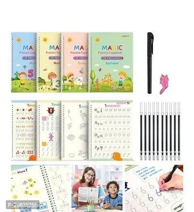 🎓 TraceBloom Kids Writing Kit (4 Book + 10 Refill) , Self-Fading Magic Ink Handwriting Copybook , Complete Learn-to-Write Set for Boys & Girls 3–7 Years.